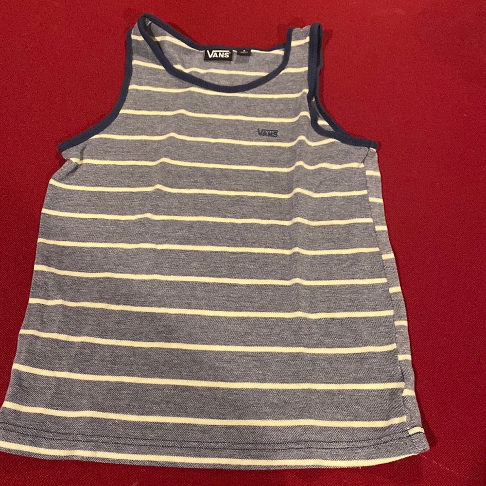 Boy’s Vans blue striped tank top size small